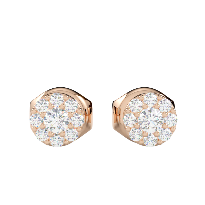 Kolczyki z diamentami Halo – złoto różowe 585 – GOLDPORT